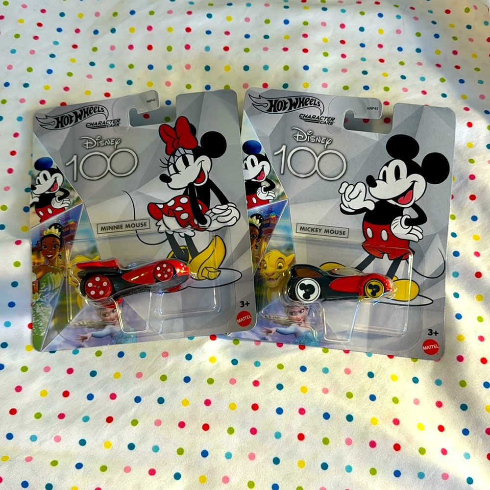 Disney 100 Hot Wheels Mickey and Minnie collectible cars NWT